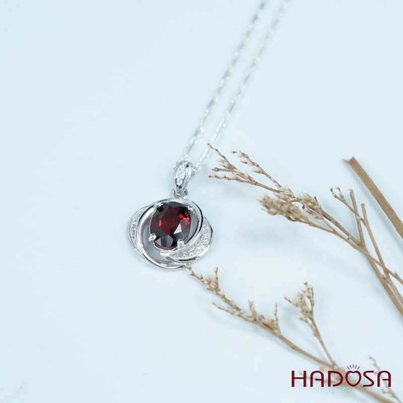 Mặt dây Garnet 7*9mm bạc 925