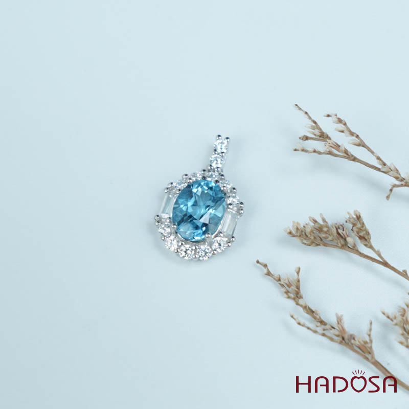 Mặt dây chuyền đá Topaz 7*9mm bạc 925