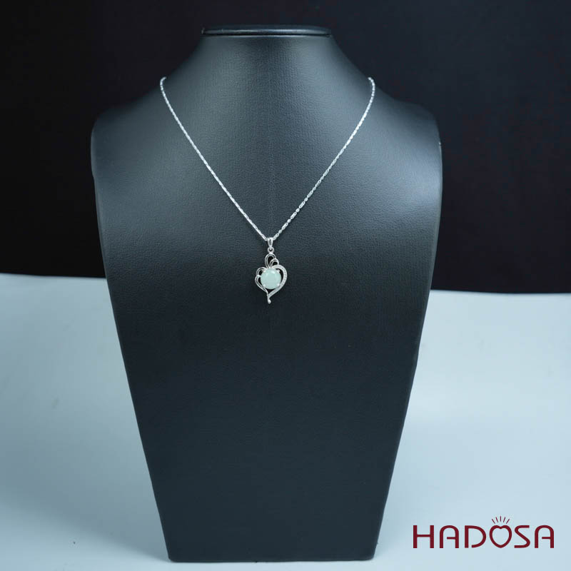 Mặt dây chuyền bạc Cẩm Thạch tròn xanh lí