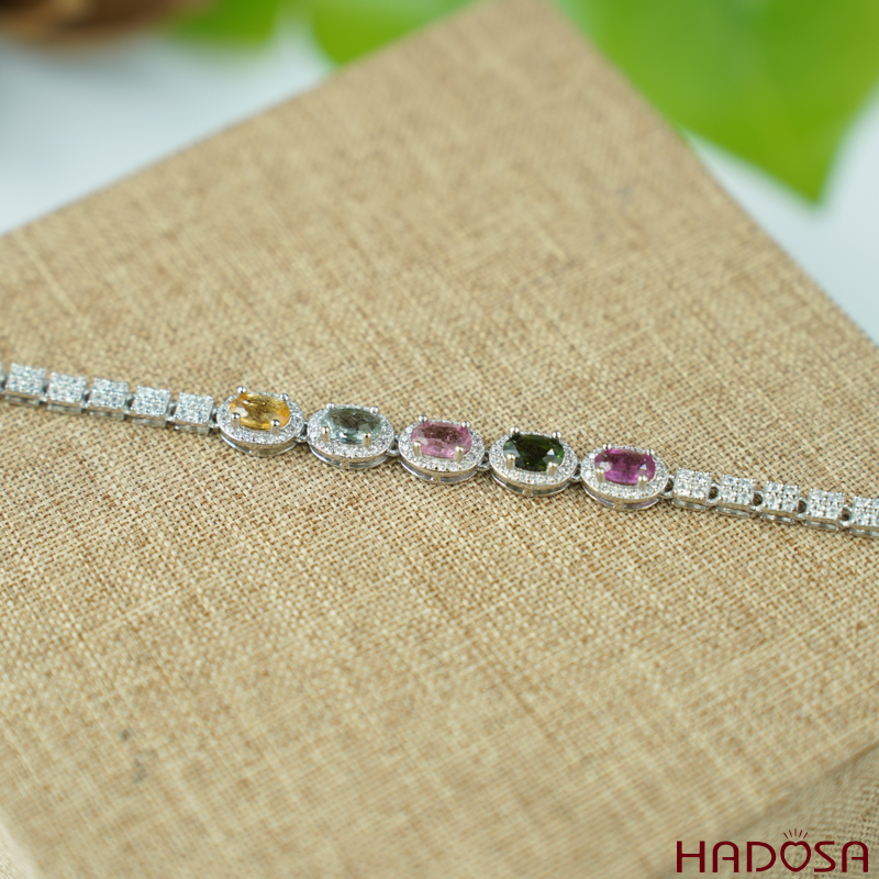 Lắc tay tourmaline 4*6mm bạc 925