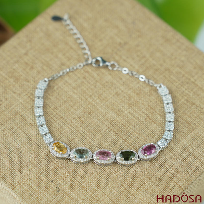 Lắc tay tourmaline 4*6mm bạc 925