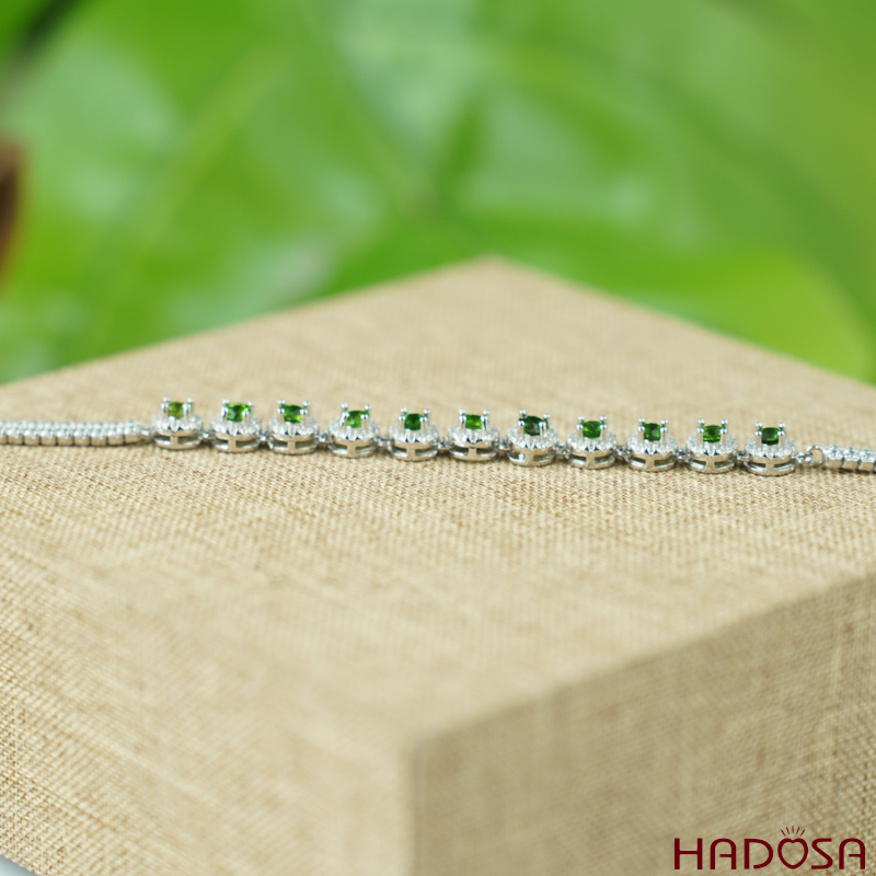 Lắc tay đá Diospite 3mm bạc 925