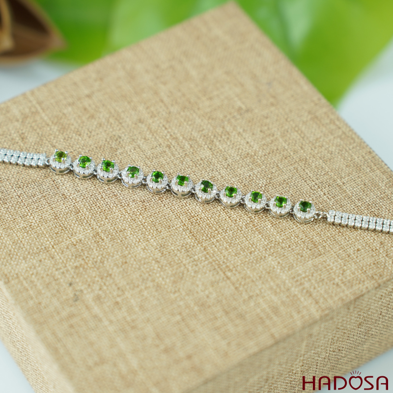 Lắc tay đá Diospite 3mm bạc 925