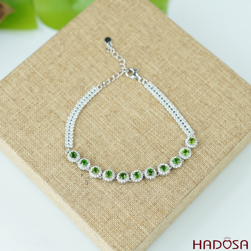 Lắc tay đá Diospite 3mm bạc 925