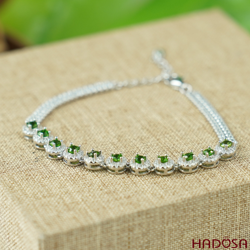 Lắc tay đá Diospite 3mm bạc 925