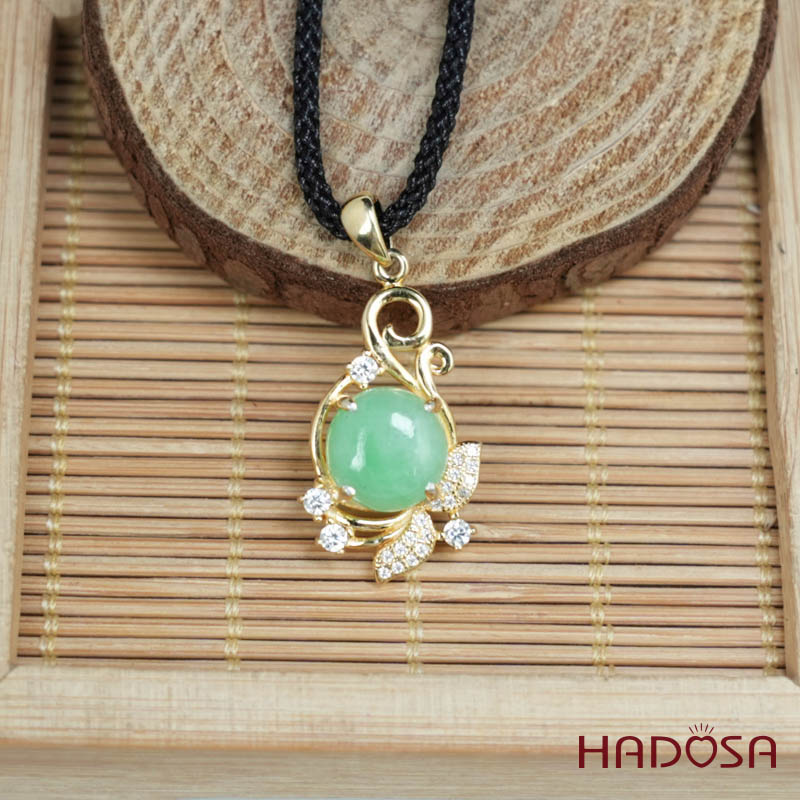 Mặt dây chuyền bạc Cẩm Thạch tròn xanh lí