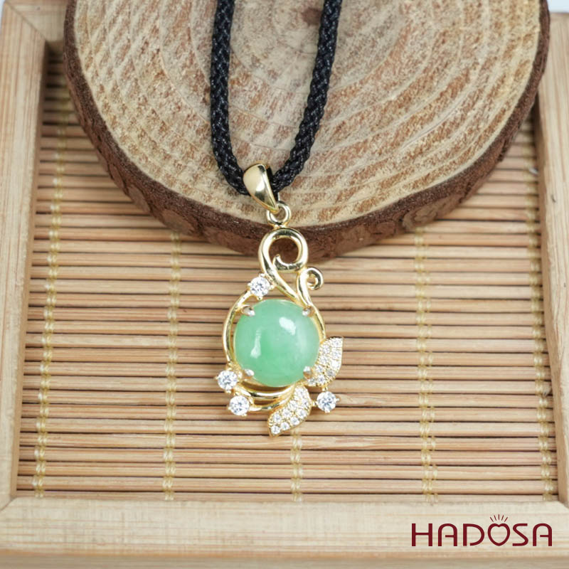 Mặt dây chuyền bạc Cẩm Thạch tròn xanh lí