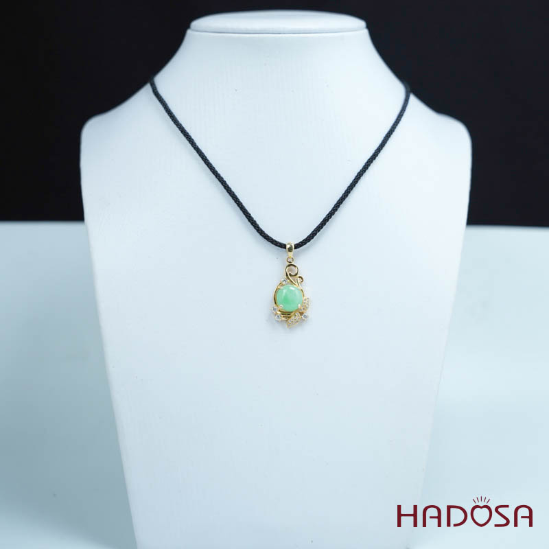 Mặt dây chuyền bạc Cẩm Thạch tròn xanh lí