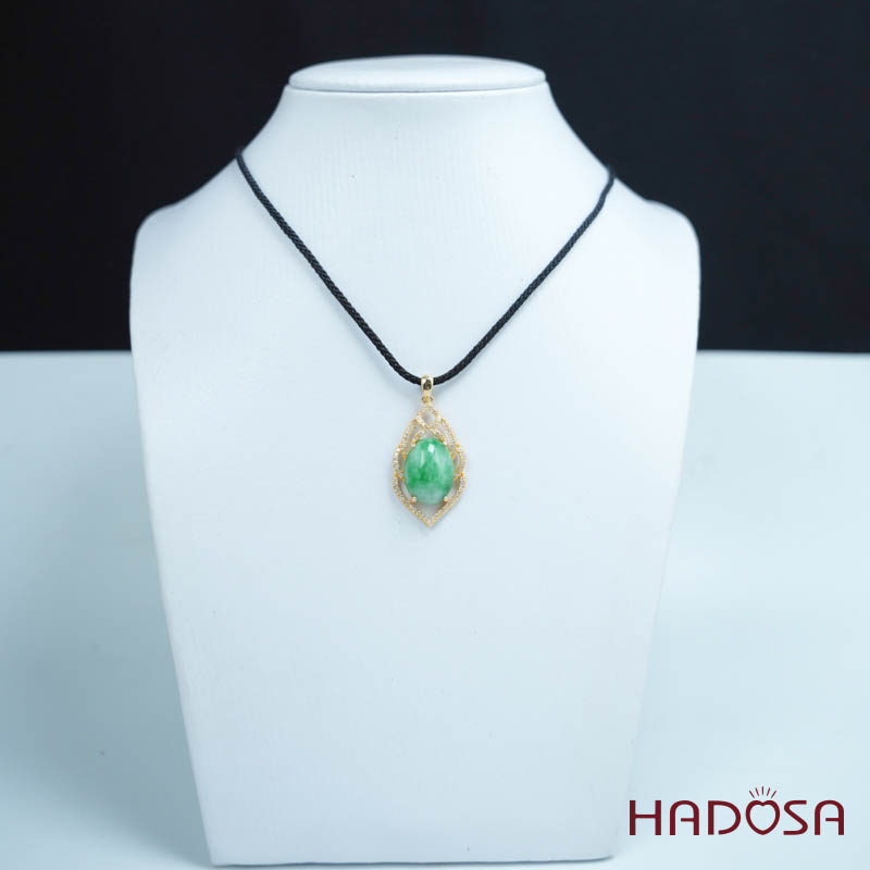 Mặt dây chuyền bạc Cẩm Thạch oval xanh lí