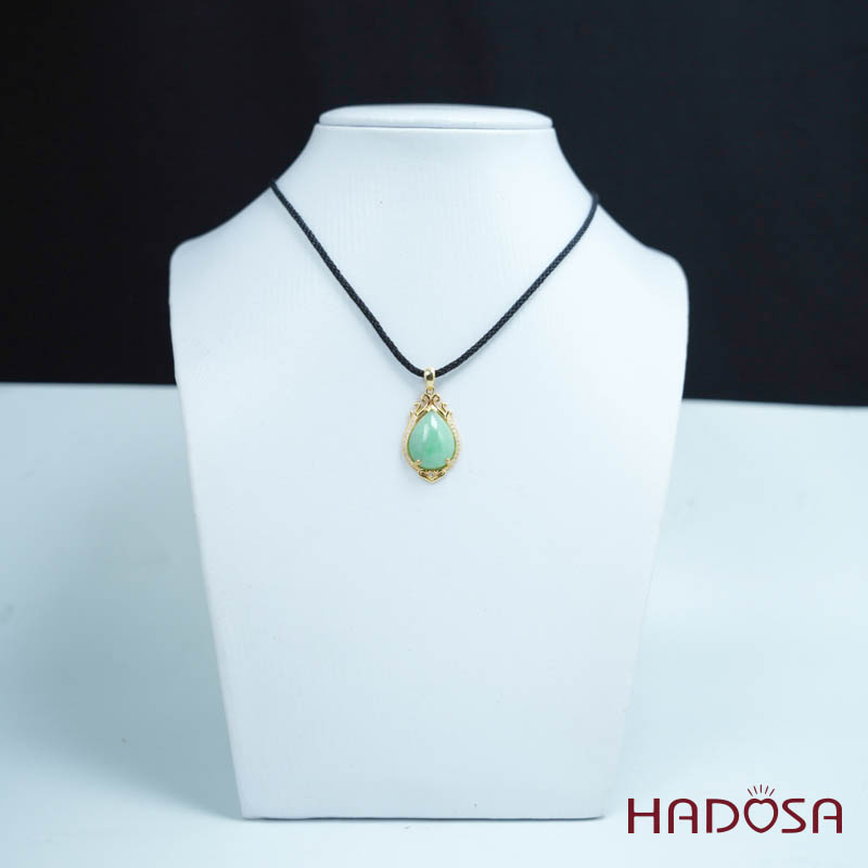 Mặt dây chuyền bạc Cẩm Thạch oval xanh lí