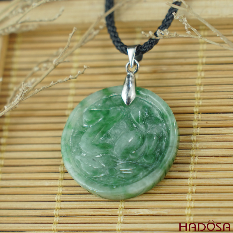 Mặt Ngọc Cẩm Thạch tròn khắc chữ Tài 27mm