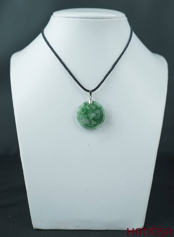 Mặt Ngọc Cẩm Thạch tròn khắc chữ Tài 27mm