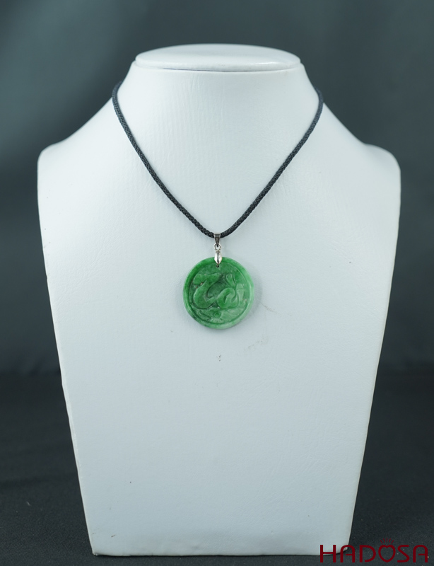 Mặt Ngọc Cẩm Thạch tròn khắc chữ Tài 30mm