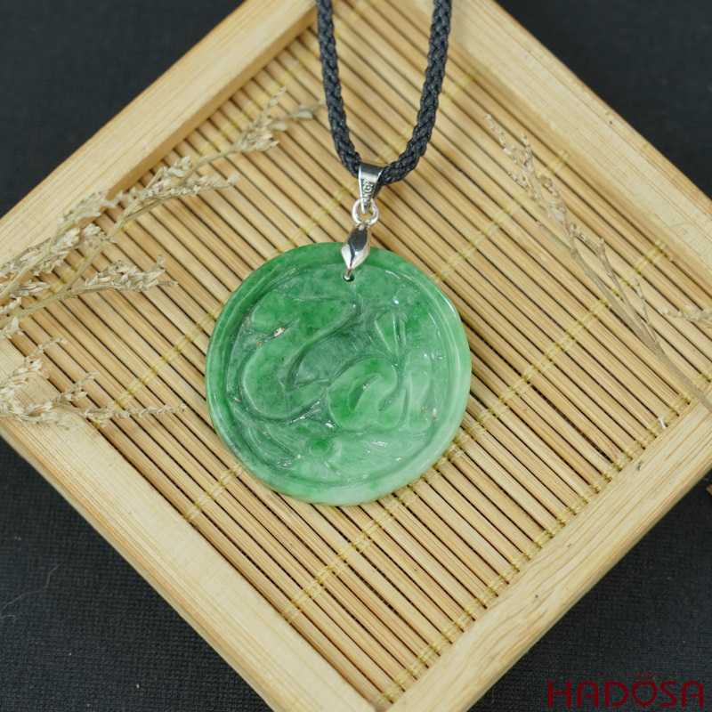 Mặt Ngọc Cẩm Thạch tròn khắc chữ Tài 30mm