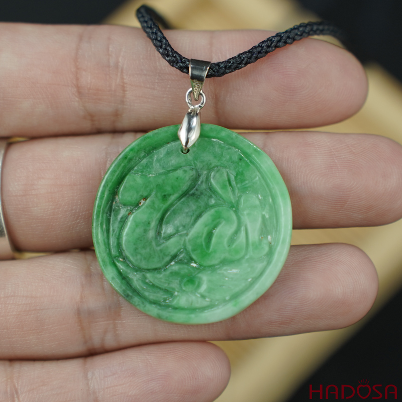 Mặt Ngọc Cẩm Thạch tròn khắc chữ Tài 30mm