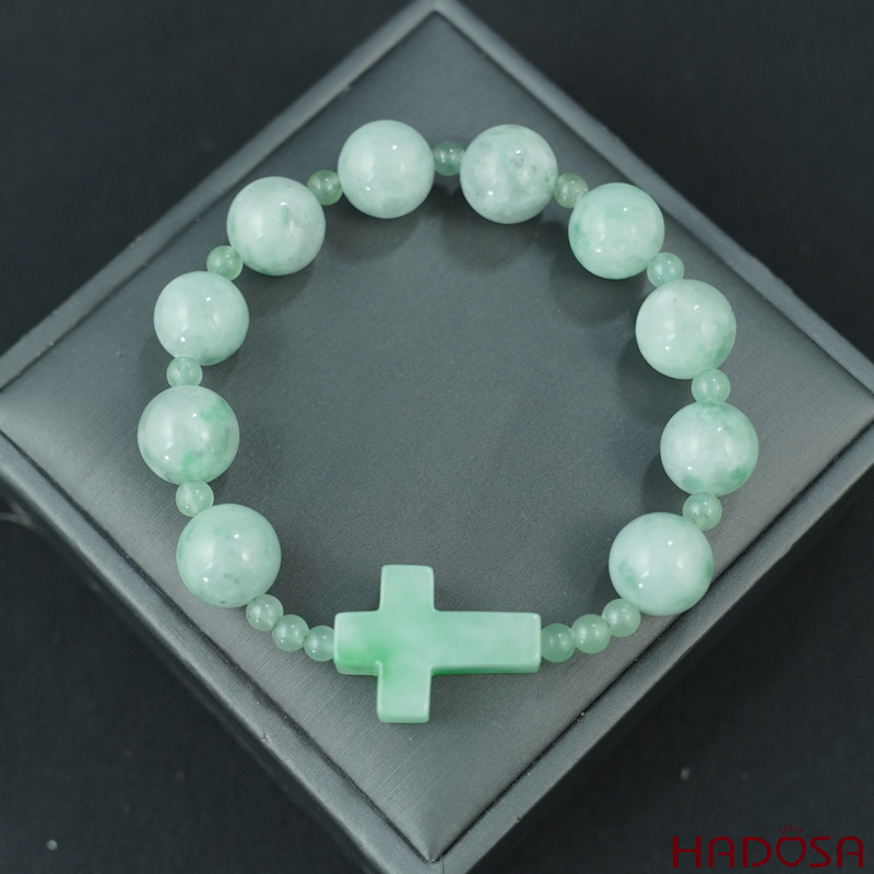 Vòng mân côi đá cẩm thạch 12mm