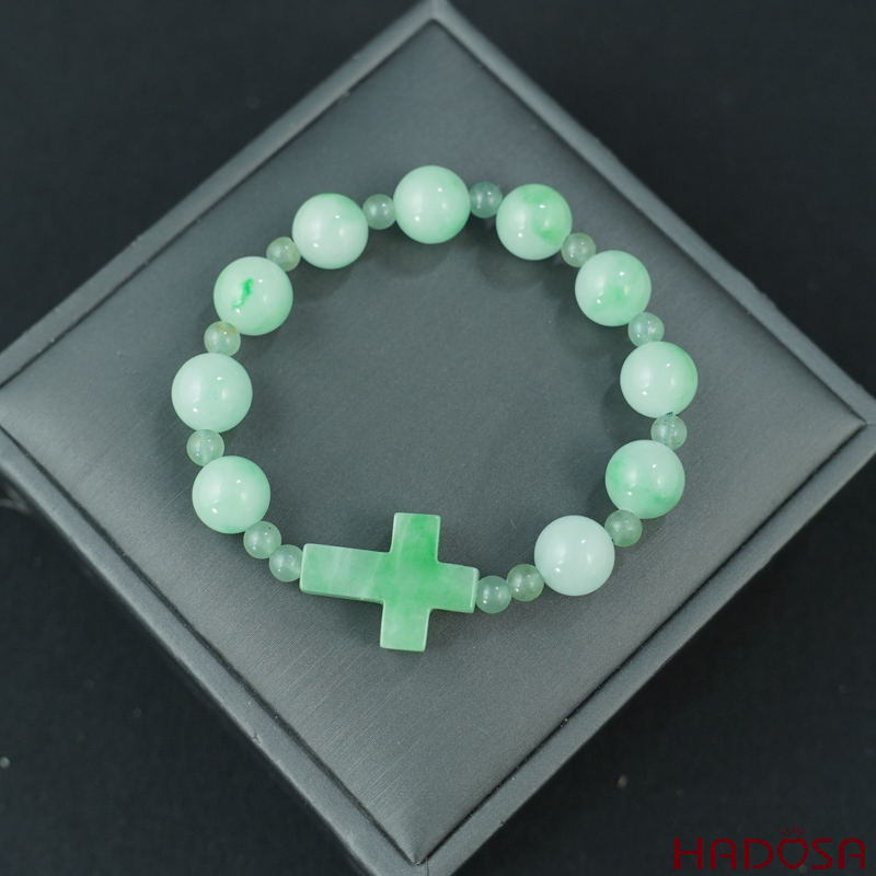 Vòng mân côi đá cẩm thạch 12mm