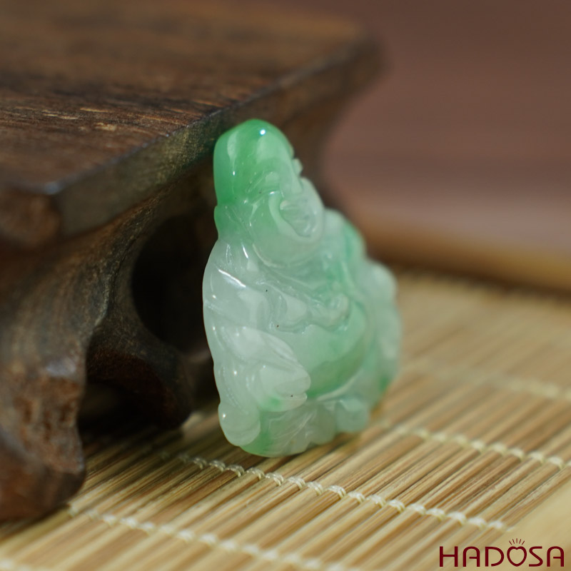 Mặt Di Lặc Ngọc Cẩm Thạch xanh lí 27x27x6mm