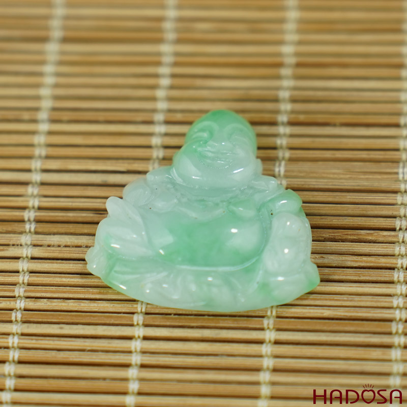 Mặt Di Lặc Ngọc Cẩm Thạch xanh lí 27x27x6mm