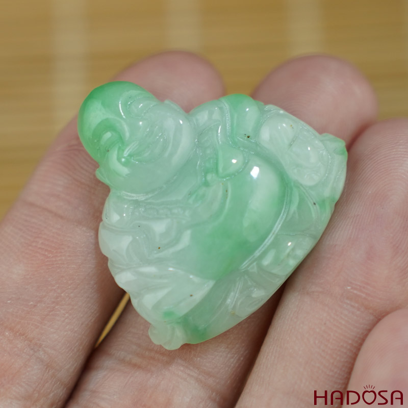 Mặt Di Lặc Ngọc Cẩm Thạch xanh lí 27x27x6mm