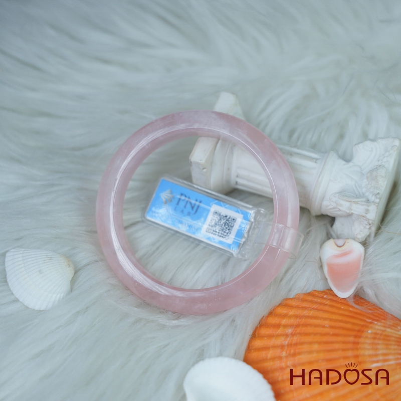 Vòng kiềng thạch anh hồng bản lá hẹ ni 51mm