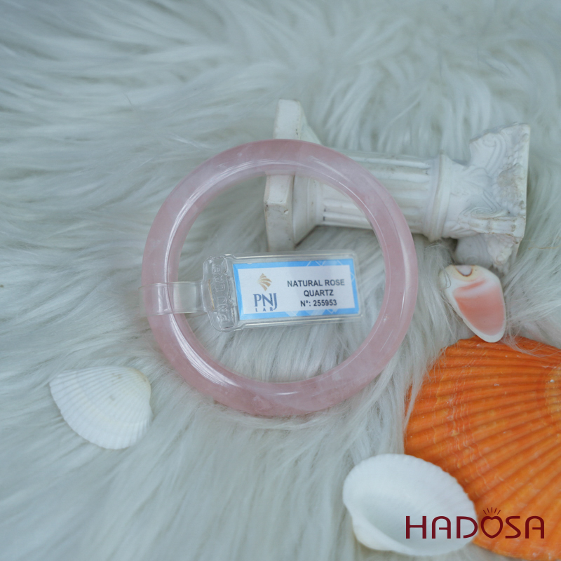 Vòng kiềng thạch anh hồng bản lá hẹ ni 51mm