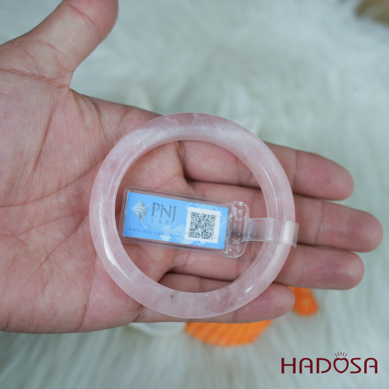 Vòng kiềng thạch anh hồng bản lá hẹ ni 51mm