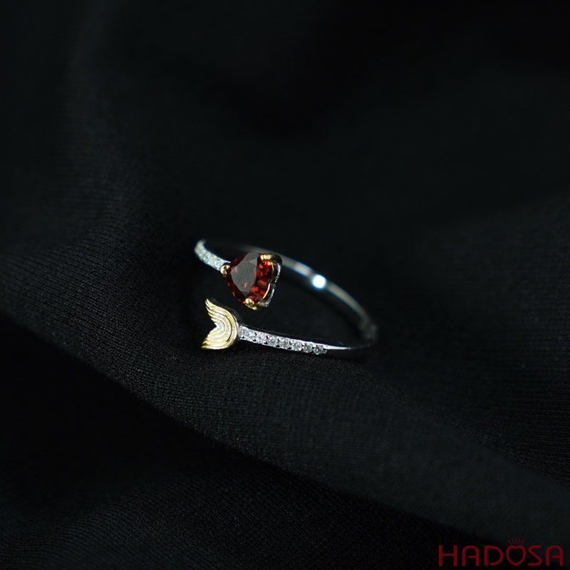 Nhẫn đá Garnet 5mm bạc 925