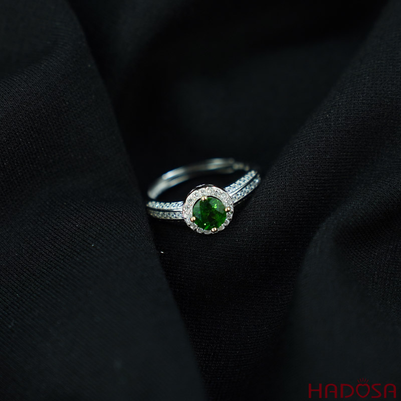 Nhẫn đá Diospite 5mm bạc 925