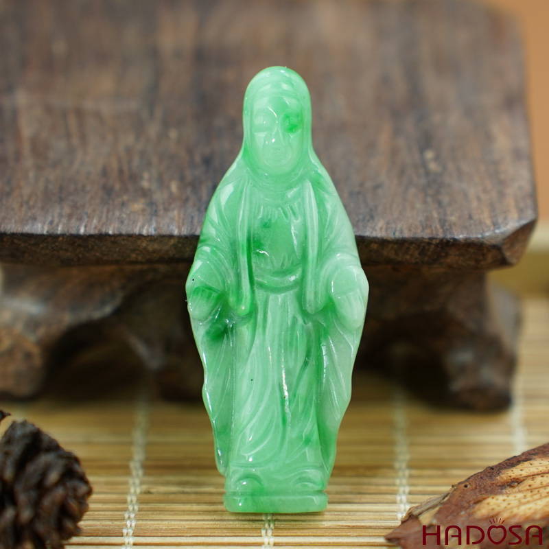 Mặt Đức Mẹ Maria Cẩm Thạch trắng điểm lí 50x20x5mm