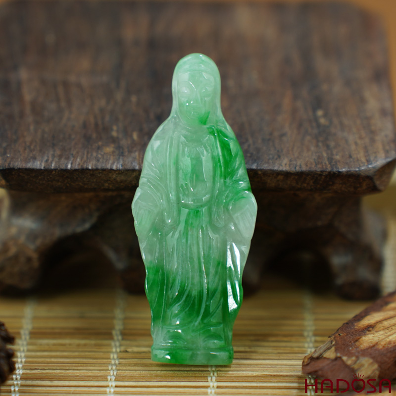 Mặt Đức Mẹ Maria Cẩm Thạch trắng điểm lí 50x20x5mm