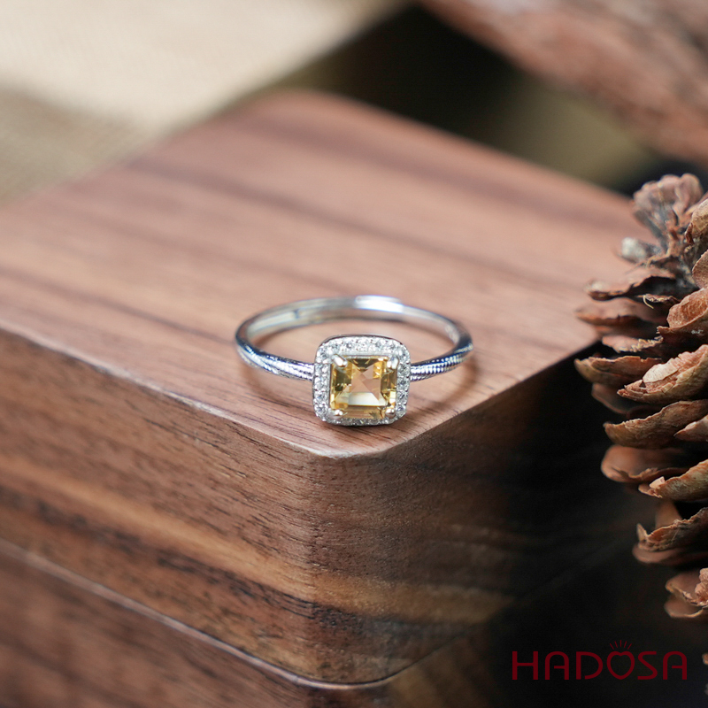 Nhẫn Citrine 5mm bạc 925