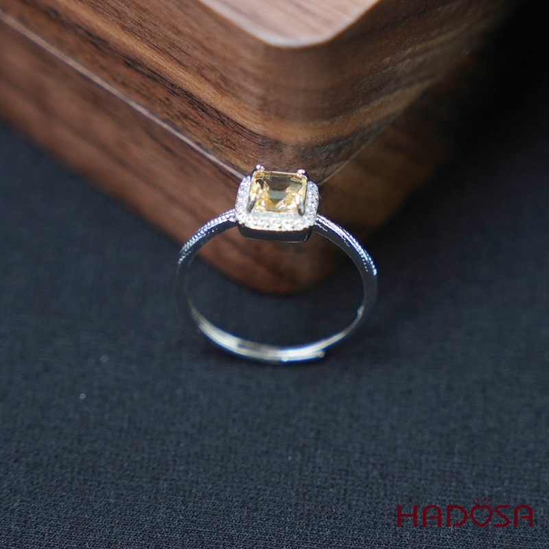 Nhẫn Citrine 5mm bạc 925