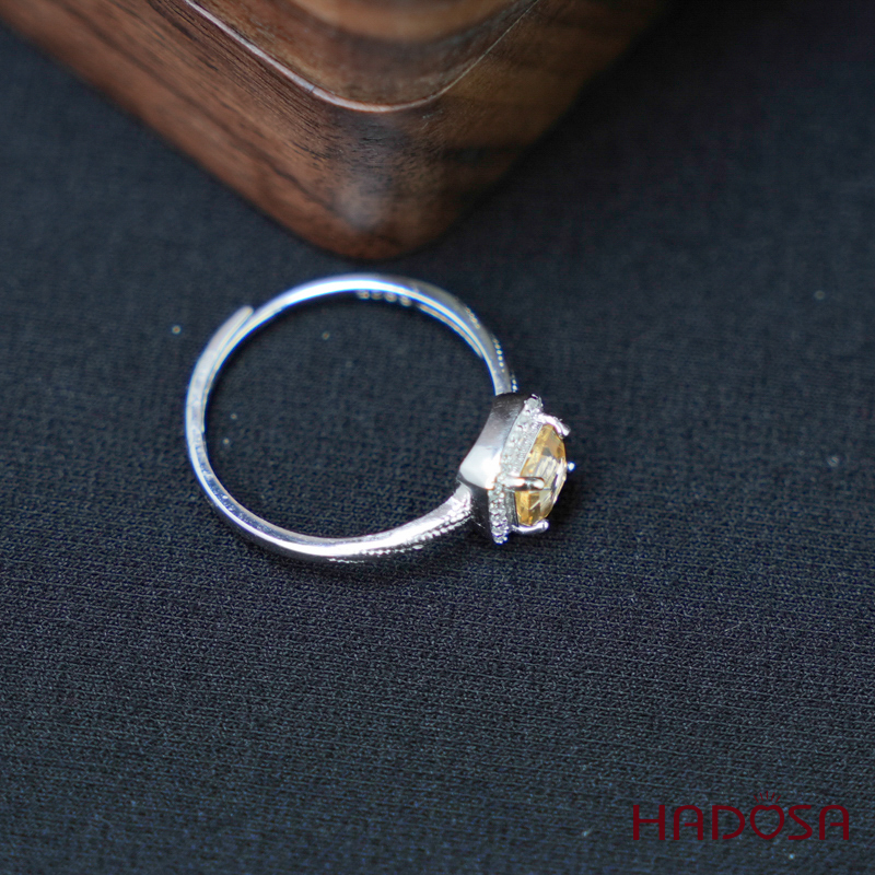 Nhẫn Citrine 5mm bạc 925