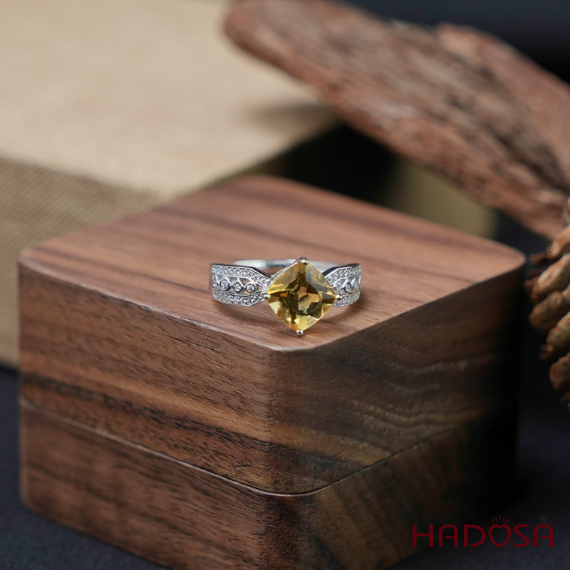 Nhẫn Citrine 8mm bạc 925