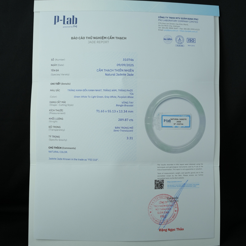 Vòng Cẩm Thạch Tím Tử La Lan Vân Lí bản hẹ ni 55