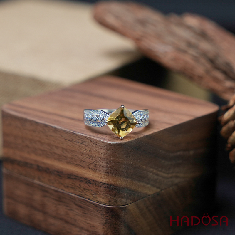 Nhẫn Citrine 8mm bạc 925