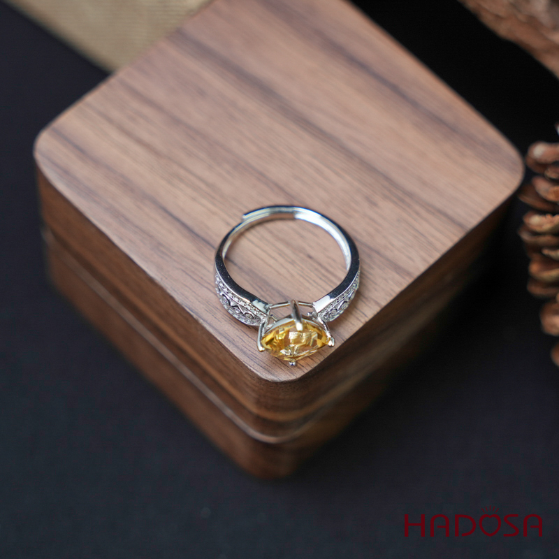 Nhẫn Citrine 8mm bạc 925