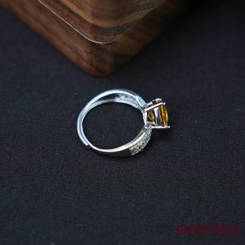 Nhẫn Citrine 8mm bạc 925