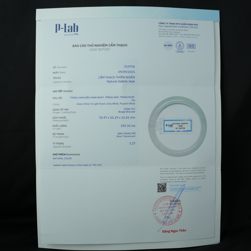 Vòng Cẩm Thạch Tím Tử La Lan Vân Lí bản hẹ ni 55