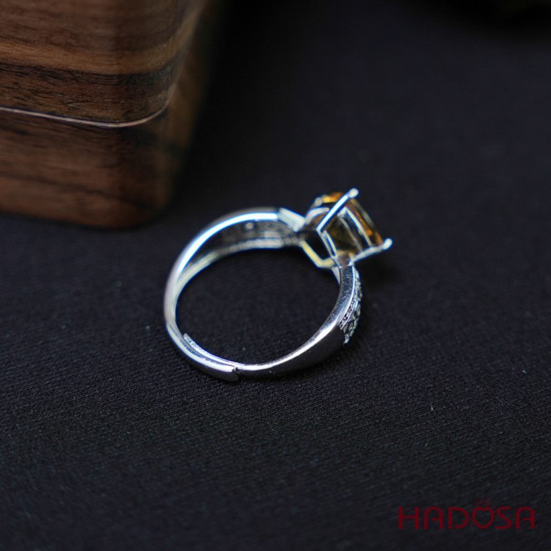 Nhẫn Citrine 8mm bạc 925