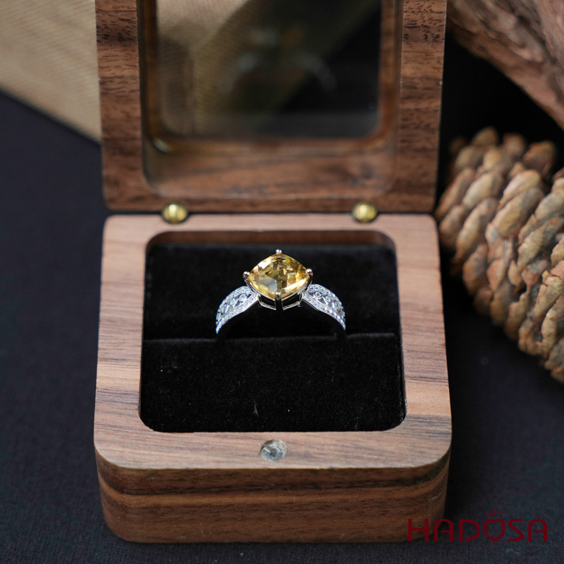 Nhẫn Citrine 8mm bạc 925