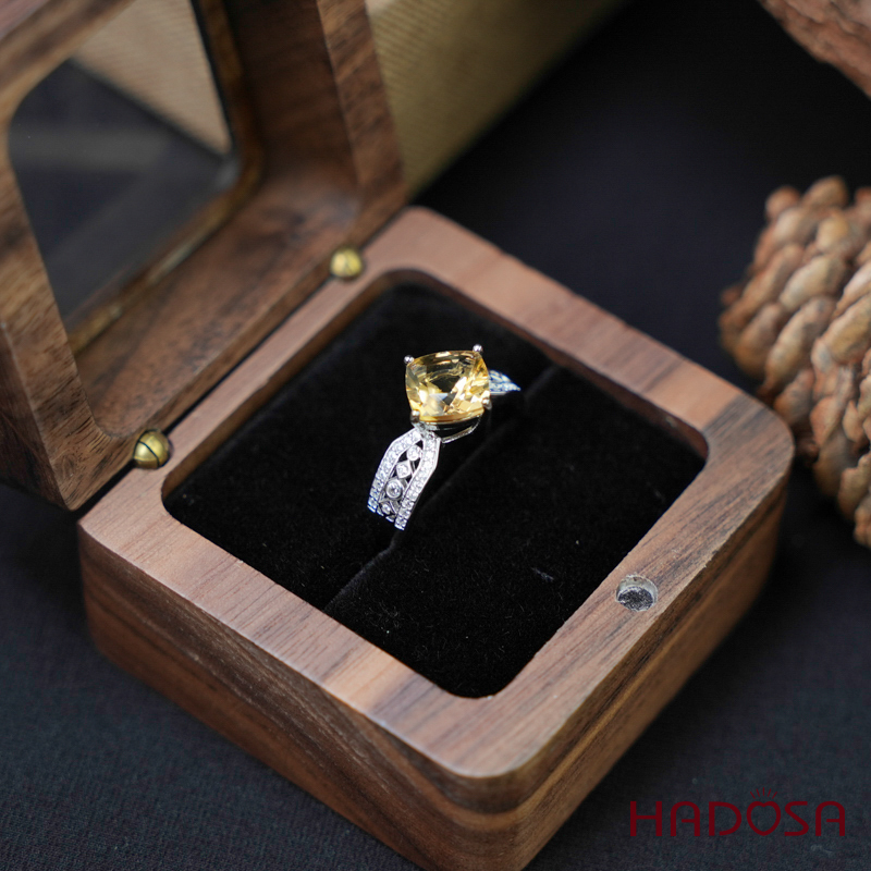 Nhẫn Citrine 8mm bạc 925