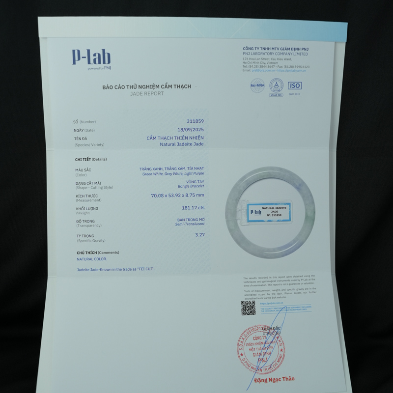 Vòng Cẩm Thạch Tím Tử La Lan bản tròn ni 54