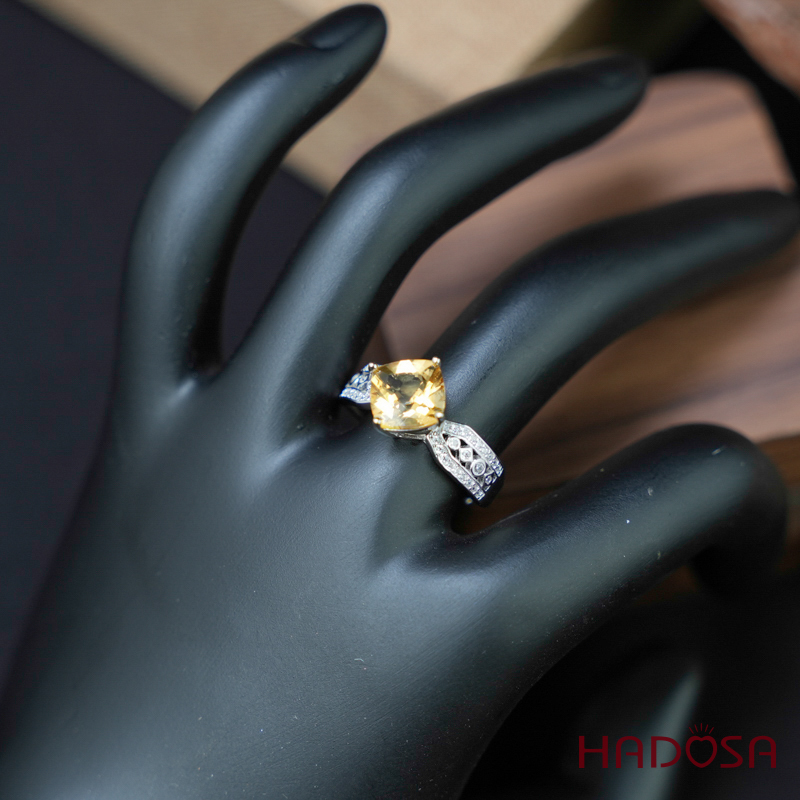 Nhẫn Citrine 8mm bạc 925