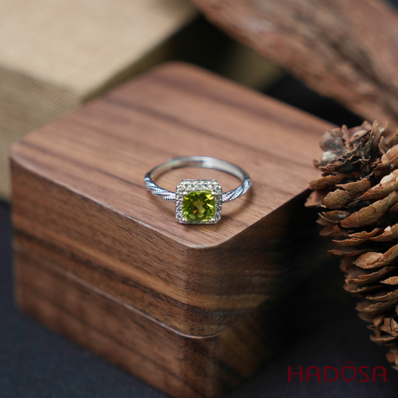 Nhẫn đá peridot6mm bạc 925