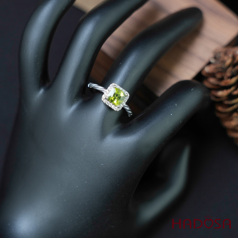 Nhẫn đá peridot6mm bạc 925