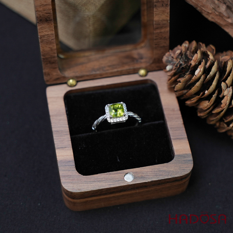 Nhẫn đá peridot6mm bạc 925