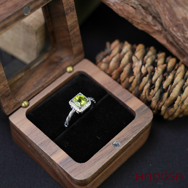 Nhẫn đá peridot6mm bạc 925