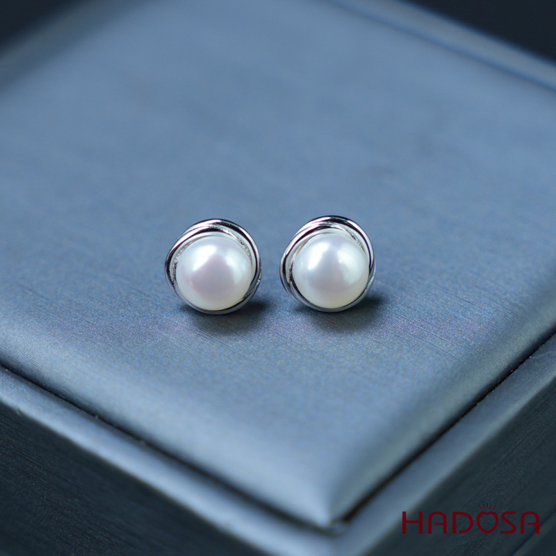 Bông tai ngọc trai 8mm bạc 950